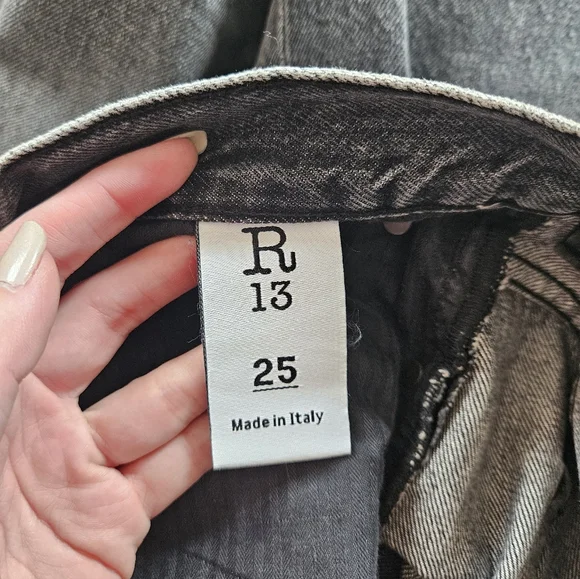 R13 Peyton Black Crossover Jeans Size 25 - Picture 13 of 16